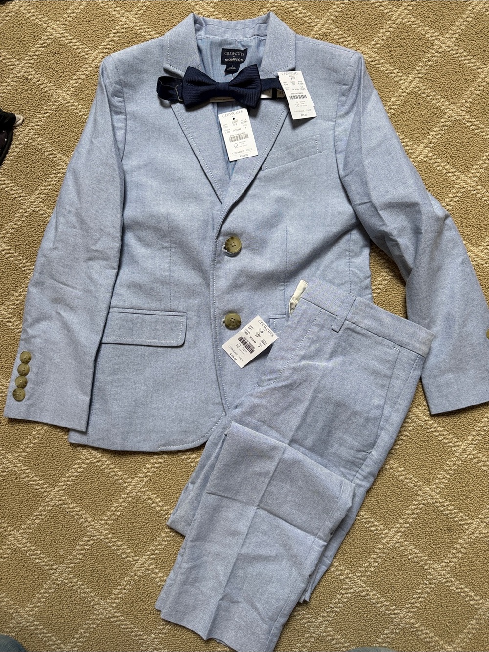 Crewcuts Light Blue Two-Piece Boys' Suit with Navy Bow Tie